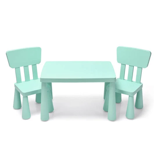 COSTWAY 3 Pieces Toddler Multi Activity Play Dining Study Kids Table and Chair Set-Green