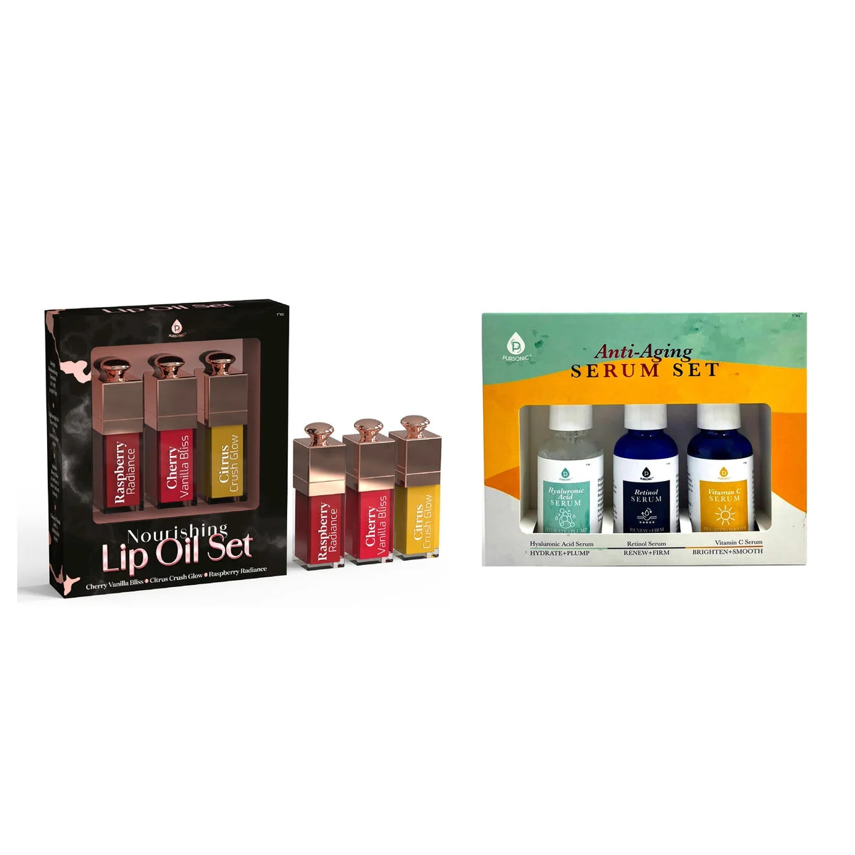Pursonic Anti-Aging Serum Set & Nourishing Lip Oil Trio