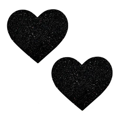 Black Malice Glitter I Heart U Nipztix Pasties - Adult Toys