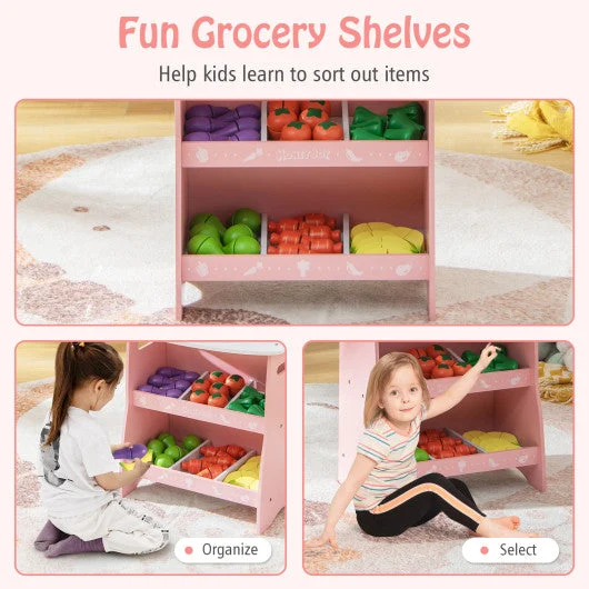 COSTWAY Kid's Farmers Market Stand-Pink