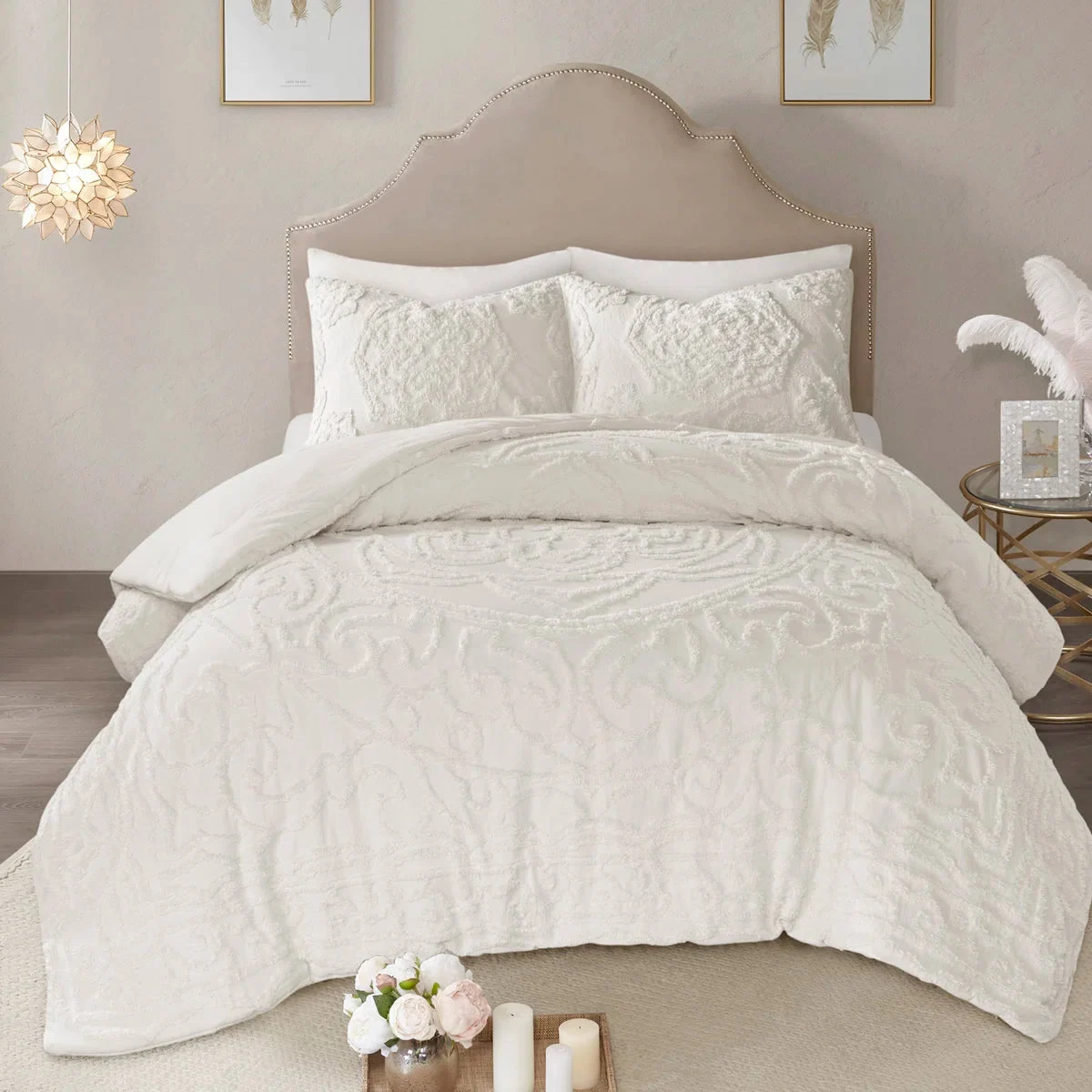 Madison Park Laetitia Tufted Cotton Chenille Medallion Comforter Set - King