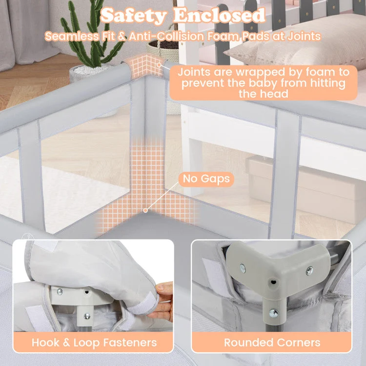 COSTWAY Large Baby Playpen BPA-Free Foldable Toddlers Safety Fence Play Yard With Zipper Gate-S