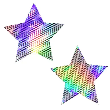 Liquid Party Silver Holographic Starry Nights Nipztix Pasties - Adult Toys