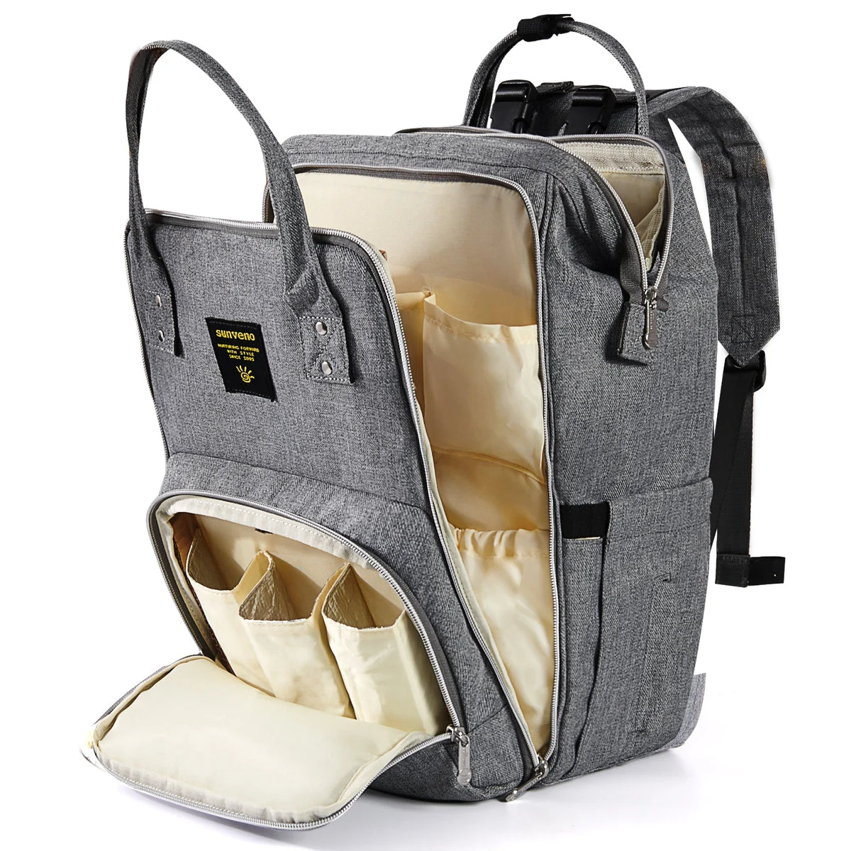 SUNVENO Open-Wide Diaper Backpack