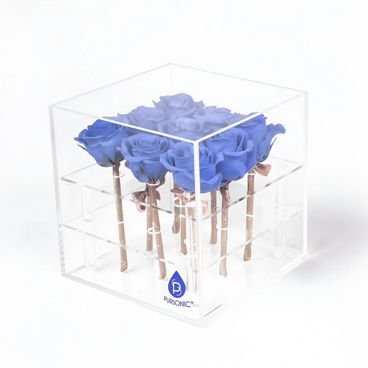 Pursonic 9 Preserved Roses in Acrylic Box: 100% Real Natural Roses That Last Over 1 Year
