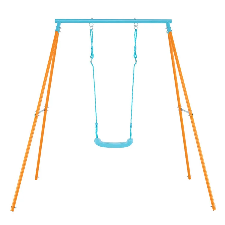 COSTWAY Outdoor Heavy Duty Metal Toddler Swing Set With Stand-Orange
