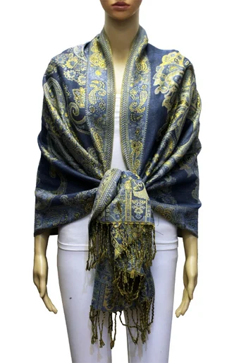Metallic Pashmina Scarf Floral Paisley - Clothing & Games