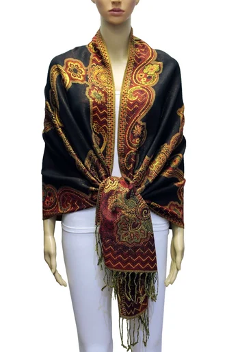 Metallic Pashmina Scarf Paisley Chevron - Clothing & Games
