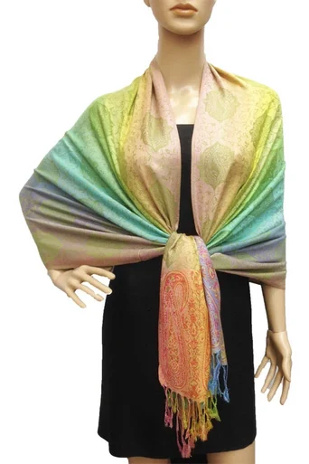 Metallic Pashmina Scarf Rainbow Paisley - Clothing & Games