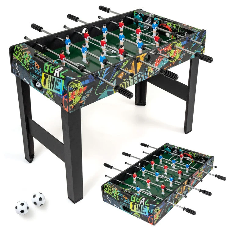 COSTWAY 37 Inch Mini Foosball Table 2-in-1 Game Table With Detachable Legs for Tabletop-Black