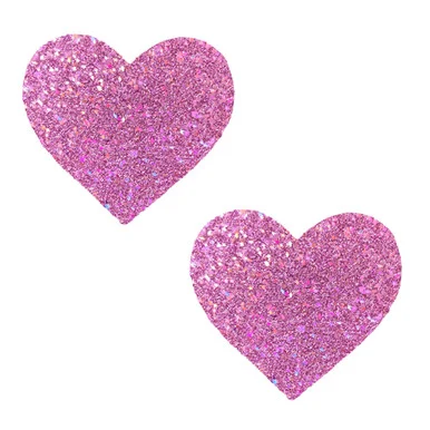 Pegasus Kisses Iridescent Pink Glitter I Heart U Nipztix Pasties - Adult Toys