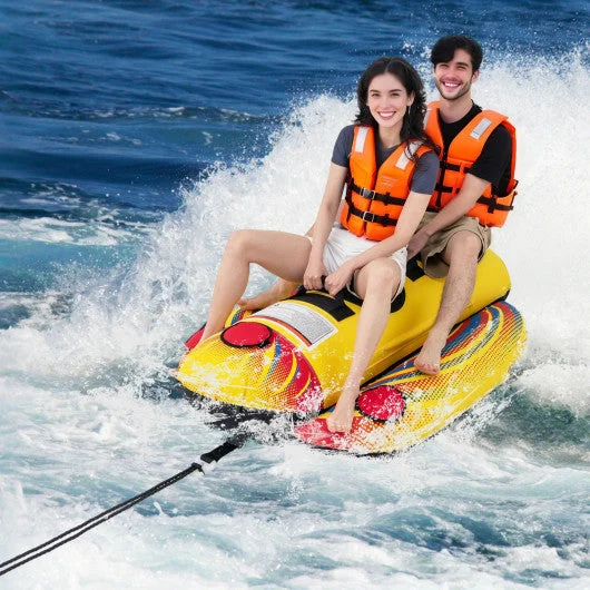 COSTWAY 1 or 2 Person Inflatable Towable Tube Banana Boat for Boating