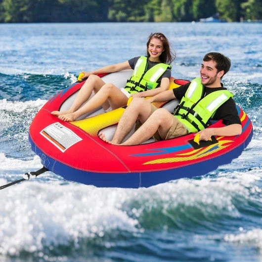 COSTWAY 1 or 2 Person Inflatable Towable Tube for Boating With Drainage