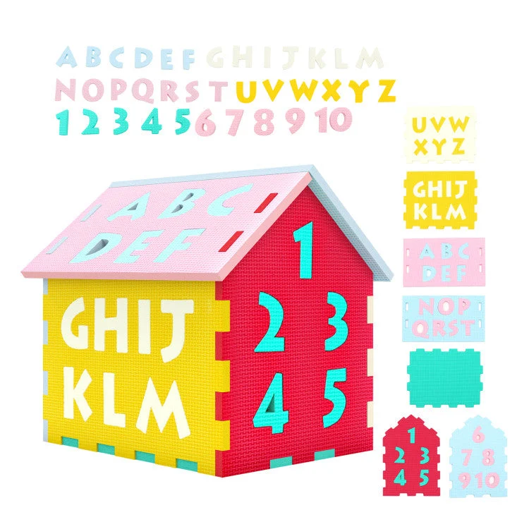 COSTWAY Puzzle Floor Mats With Interlocking Alphabet and Number for Kids