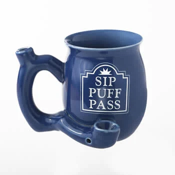 Sip, Puff, Pass Pipe Mug - Blue