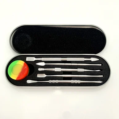 Stainless Steel 5pc Dab Tool Set with Case - Smoke Shop Accessories