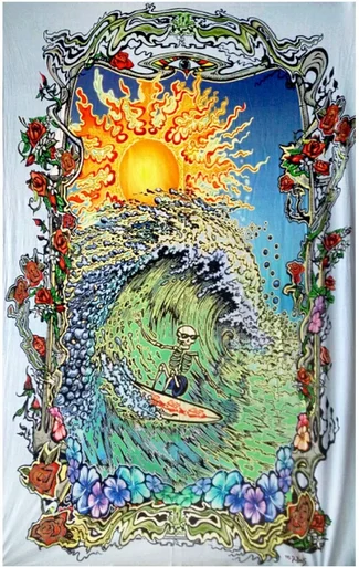 Surf Skeleton Mini Art Print Tapestry (30" x 45") - Incense & Home Decor