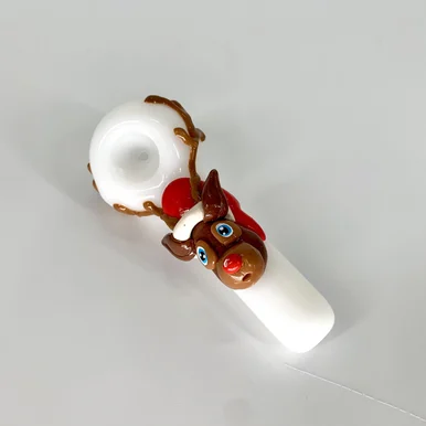 The Crush Glass: Ivory White Christmas Hand Pipe (4.5") - Smoke Shop