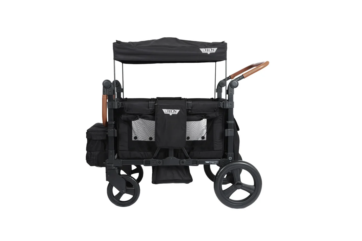 Keenz Duo Stroller Wagon with Canopy, 4-Passenger Capacity - Black