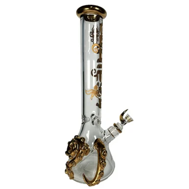 Juicy Glass "Kraken's Gold" Octopus Beaker – Luxury Metallic Edition (15) - Smoke Shop