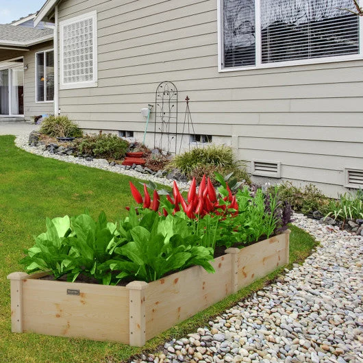 COSTWAY Wooden Vegetable Raised Garden Bed for Backyard Patio Balcony