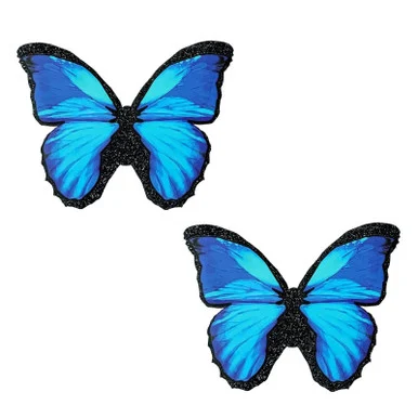 Beautiful Blue Black Glitter Butterfly Nipple Cover Pasties - Adult Toys