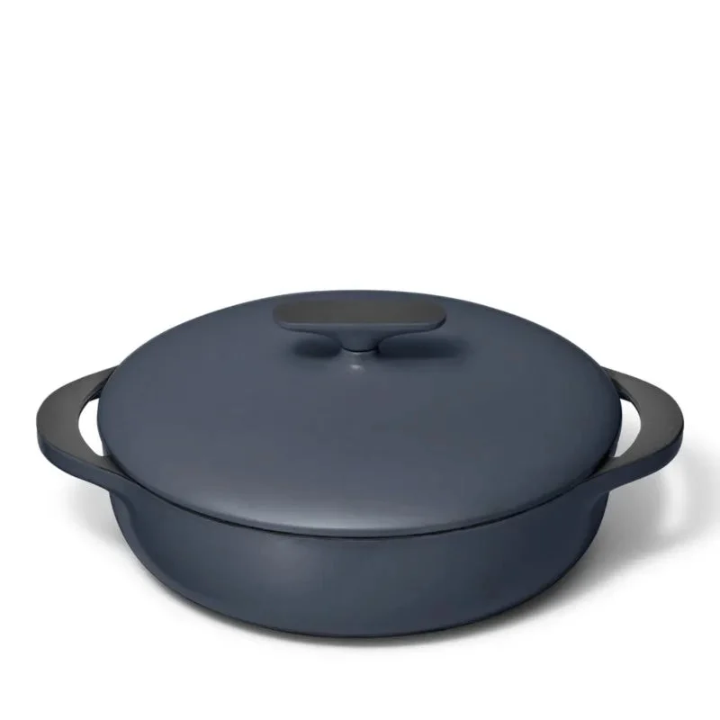 Caraway Cast Iron 3.5-Quart Braiser with Domed Lid - Midnight Blue