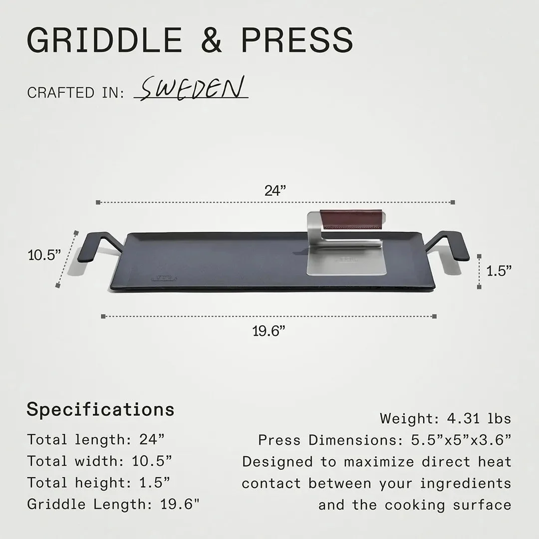 Made In Carbon Steel Griddle and Grill Press Set