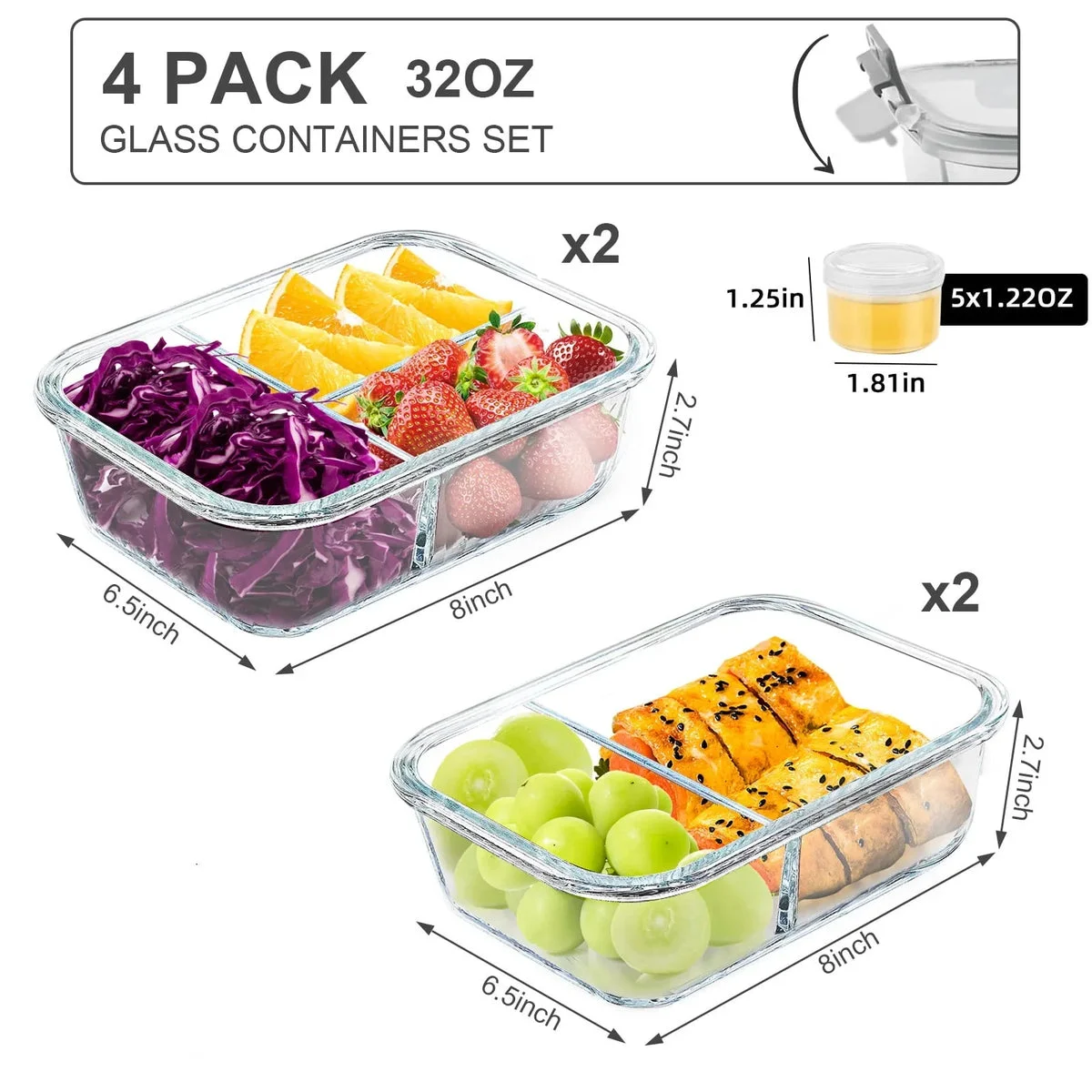 Taimasi Glass Food Storage Containers - Grey