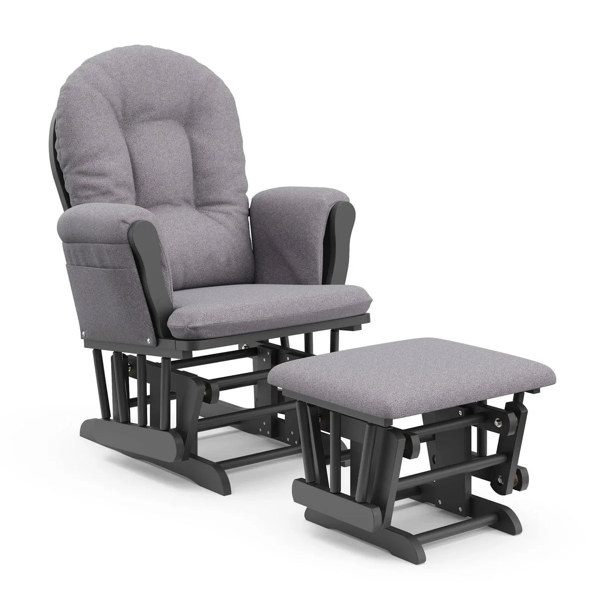 Storkcraft Hoop Glider Nursery Rocking Chair and Ottoman - Gray Frame/Slate Gray Swirl Fabric