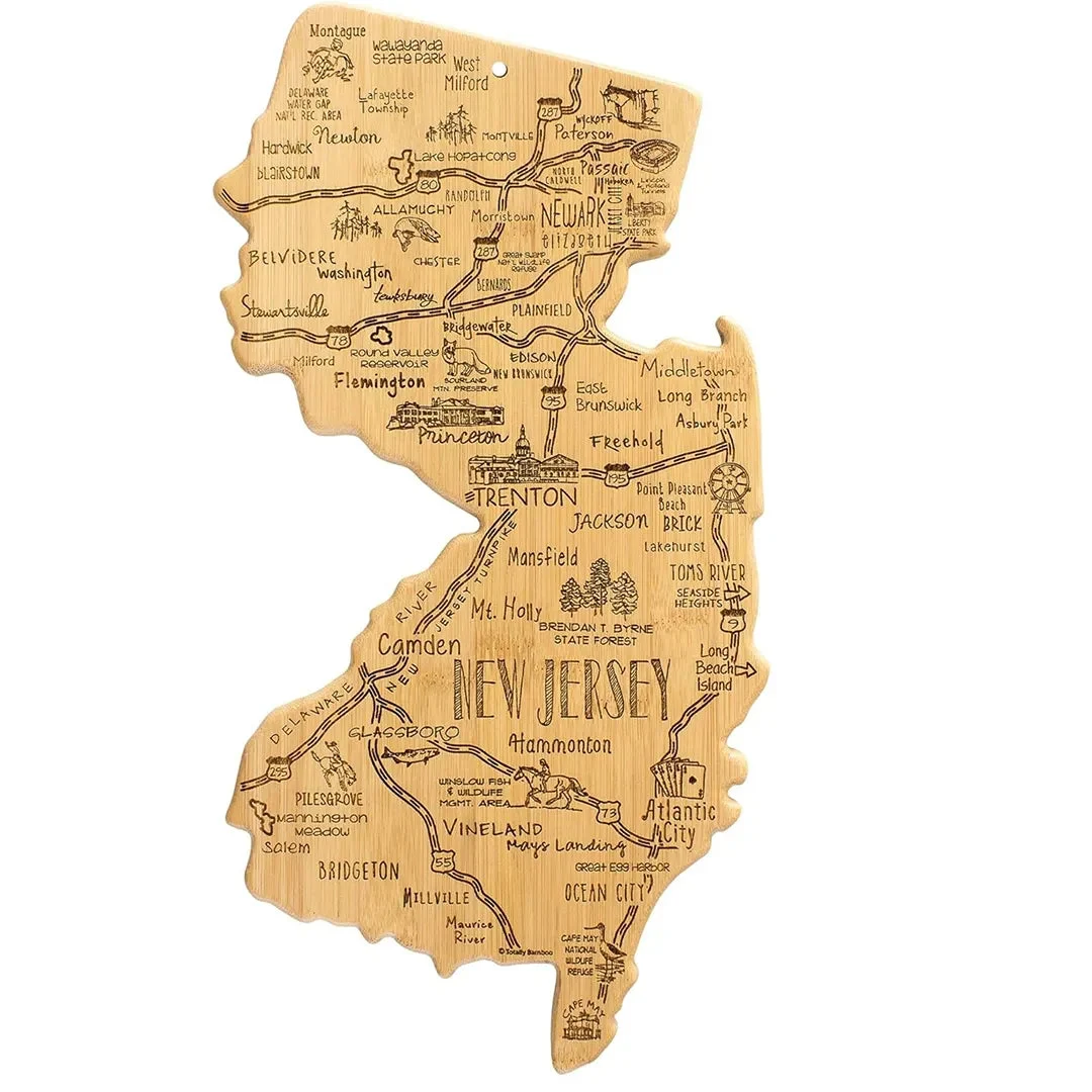 Totally Bamboo New Jersey State Destination Bamboo Serving and Cutting Board