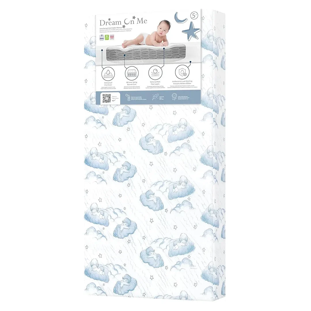 Dream On Me Crib and Toddler Mattress - Blue