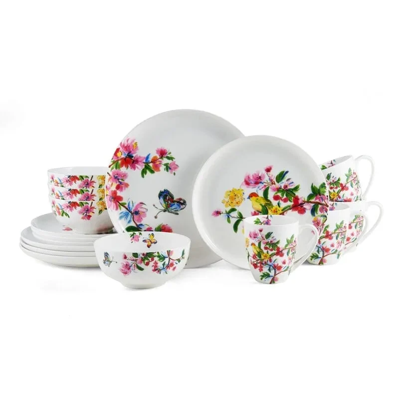 Mikasa Butterfly Garden 16-Piece Dinnerware Set, Service for 4