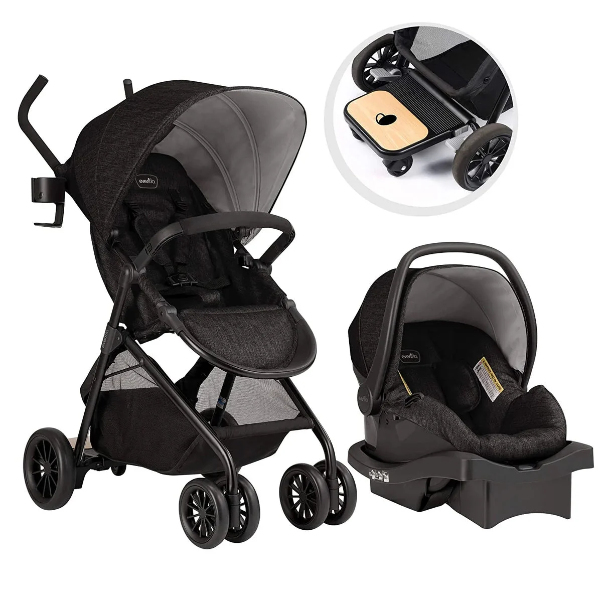 Evenflo Sibby 2 Travel System with Litemax Infant Car Seat - Charcoal