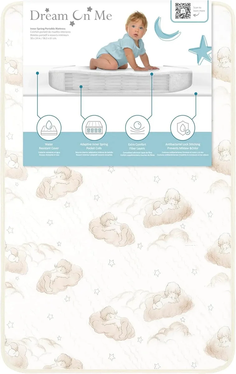 Dream On Me 2-In-1 Breathable Two-Sided Portable Crib Mattress