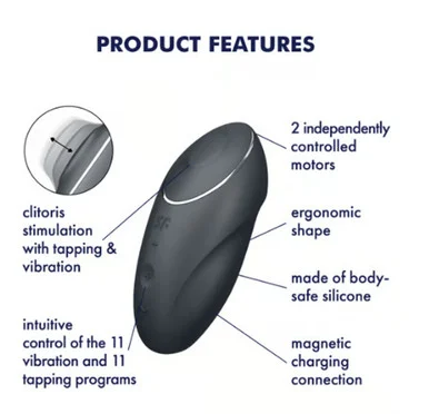 Satisfyer Tap and Climax 1 Vibrator - Grey