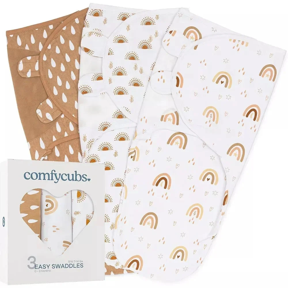 Comfy Cubs Swaddle Blankets - Rainbow Bohemian - Small/Medium (0-3 Months)