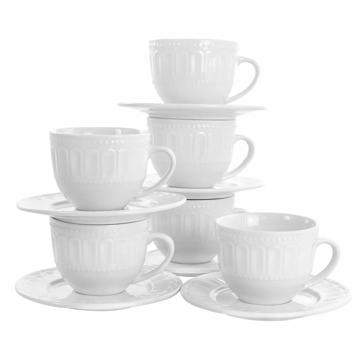 Elama 10oz 6pk Porcelain Charlotte Mug Set White - Elama
