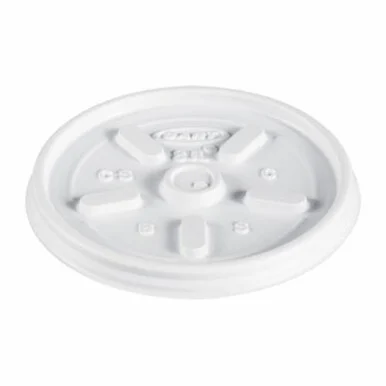 Dart 8JL Plastic Lids, Fits 8 Oz To 10 Oz Hot/cold Foam Cups, Vented, White, 100/pack, 10 Packs/carton