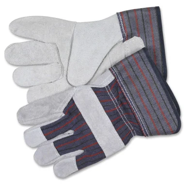 Mcr Safety Leather Palm Economy Safety Gloves - Blue - Leather, Rubber - 1pair (crw12010m)
