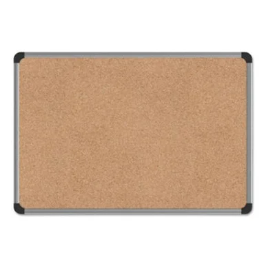 Universal Office Products UNV43712 Cork Board With Aluminum Frame, 24 X 18, Natural, Silver Frame