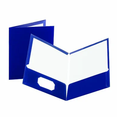Oxford Laminated Twin Pocket Folders - Letter - 8.50" X 11" - 100 Sheet Capacity - 2 Pockets - Paperboard - Dark Blue - 25 / Box (ESS51743)