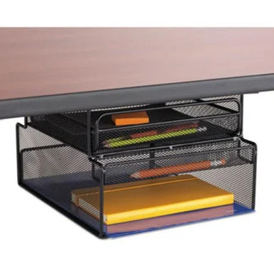 Safco 3244BL Onyx Hanging Organizer W/drawer, Under Desk Mount, 12 1/3 X 10 X 7 1/4, Black