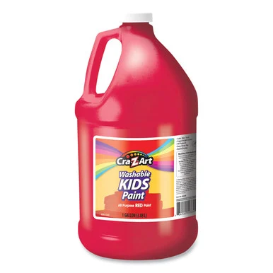 CraZ Art 760052 Washable Kids Paint, Red, 1 Gal Bottle
