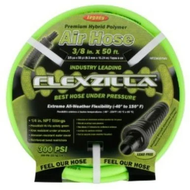 Legacy Manufacturing HFZ1250YW3 Flexzilla 1/2 In. X 50 Ft. Air Hose With 3/8 In. Mnpt Fittings