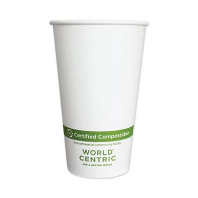World Centric CUPA16 Paper Hot Cups, 16 Oz, White, 1,000/carton