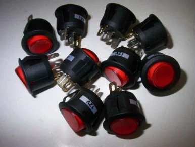 Audiopipe EC1215 Switch Round Rocker W/red Led 10 Pack