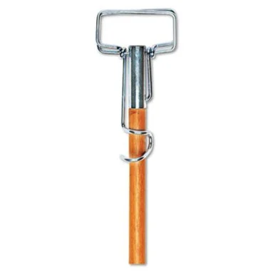 Boardwalk BWK609 Spring Grip Metal Head Mop Handle For Most Mop Heads, 60" Wood Handle