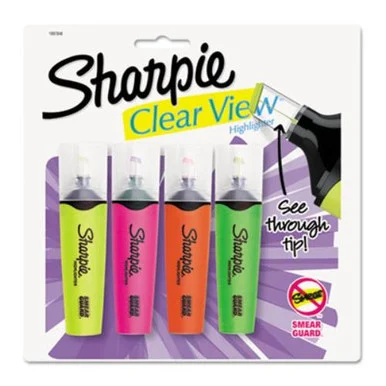Sharpie Clear View Highlighter Pack - Chisel Marker Point Style - Assorted Ink - 4 / Pack (1897846)