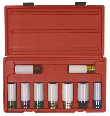 Sunex 2849 9 Piece 1/2" Drive 6 Point Extra Thin Wall Sae And Metric Wheel Protector Impact Socket Set